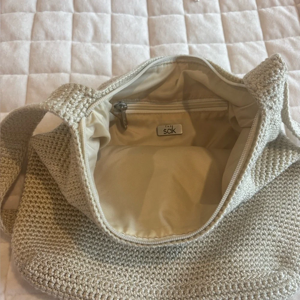 The Sak Cream Crochet Hobo Bag